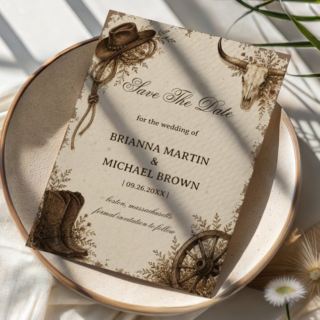 Frontier Prairie Rustic Western Save The Date (Creator Uploaded)