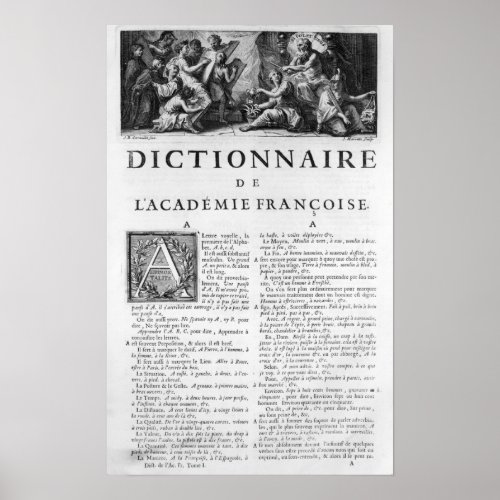 Frontispiece for the French Academy dictionary Poster