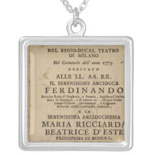 Frontispiece from Mozart's 'Lucio Silla' Silver Plated Necklace