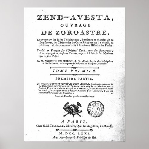 Frontispiece of an edition of the Zend Poster