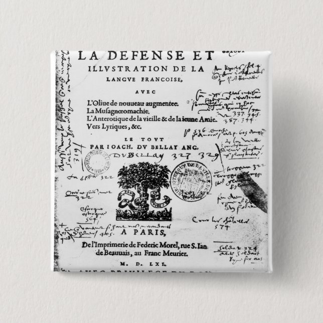 Frontispiece of 'La Defense et Illustration Pinback Button (Front)