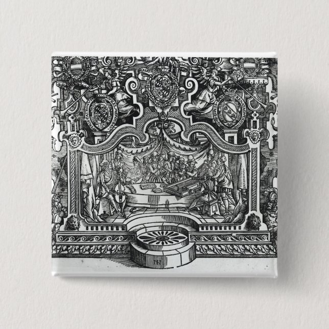 Frontispiece of 'Messes' by Roland de Lassus Pinback Button (Front)