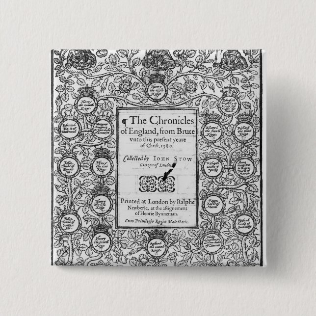Frontispiece of 'The Chronicles of England' Pinback Button (Front)