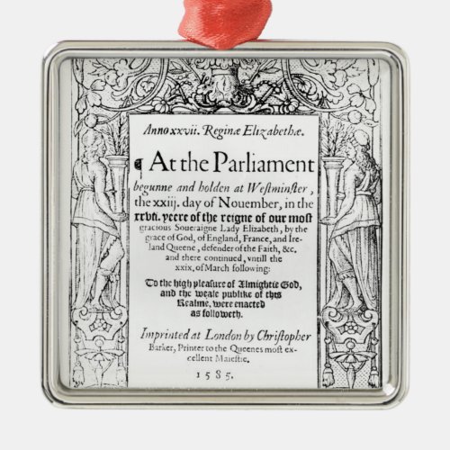 Frontispiece to an account of parliament metal ornament