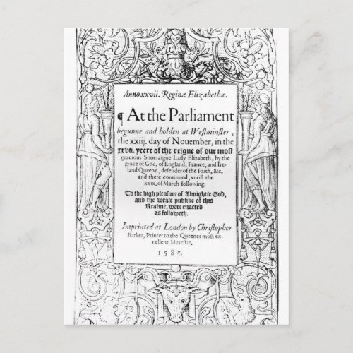 Frontispiece to an account of parliament postcard