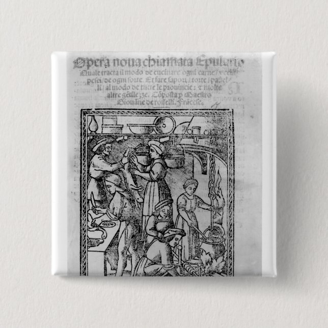Frontispiece to an Italian cook book Button (Front)
