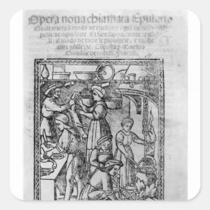 Frontispiece to an Italian cook book Square Sticker