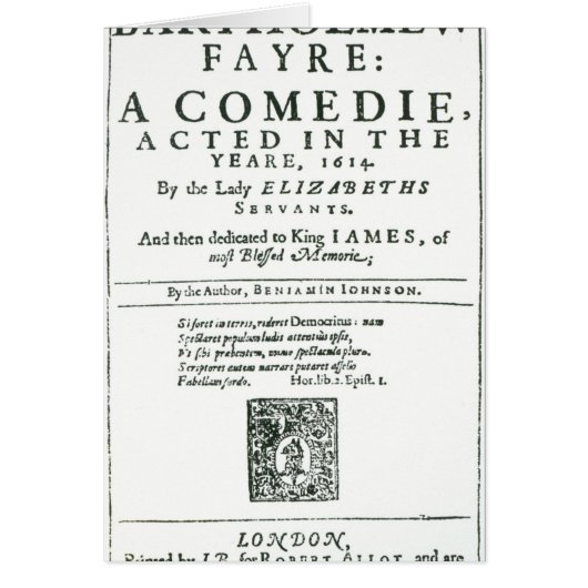 Frontispiece to 'Bartholomew Fair' Cards (Front)