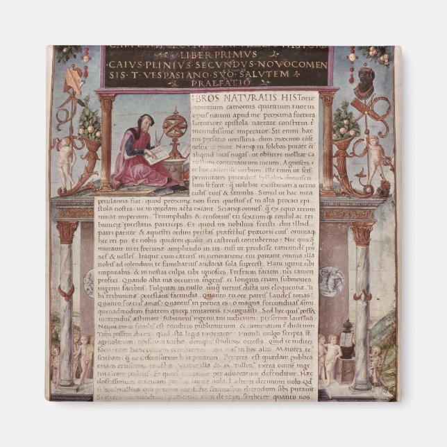 Frontispiece to Book I showing a page of text Magnet (Front)