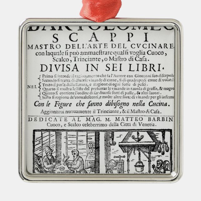 Frontispiece to cook book of Bartolomeo Scappi Metal Ornament (Front)