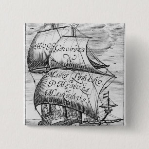 Frontispiece to 'De mari libero', by Hugo Grotius Pinback Button