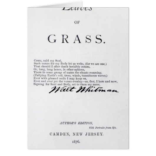 Frontispiece to 'Leaves of Grass' (Front)