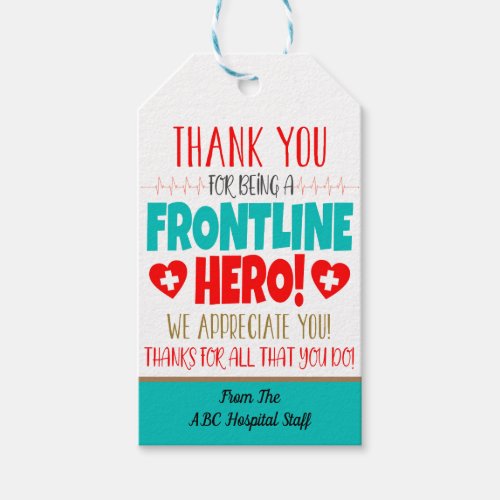 Frontline healthcare hero gift tag
