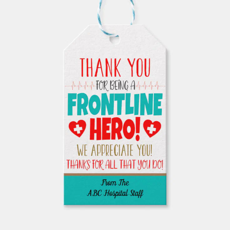 Frontline healthcare hero gift tag | Zazzle