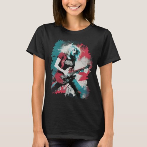 Frontwoman Rock  Roll Band Grunge Punk Metal Gig T_Shirt