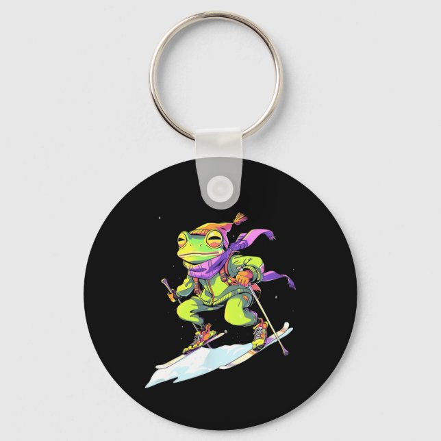 Frosch Skiing Skier Ski Winter Snow  Keychain (Front)
