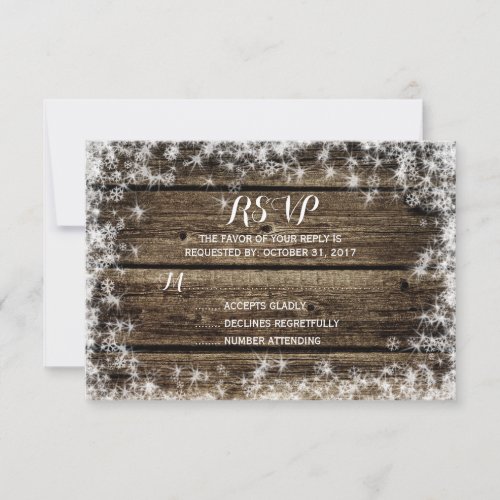 Frost Bite Barn Wood Rustic Winter Wedding RSVP