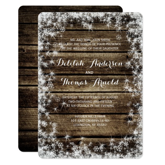 Frost Bite Barn Wood Winter Wedding Invitation