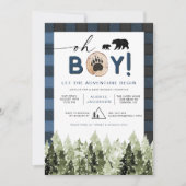 FROST Blue Flannel Pine Lumberjack Boy Baby Shower Invitation (Front)