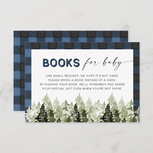 FROST Blue Flannel Pine Tree Books for Baby Card (Front/Back)