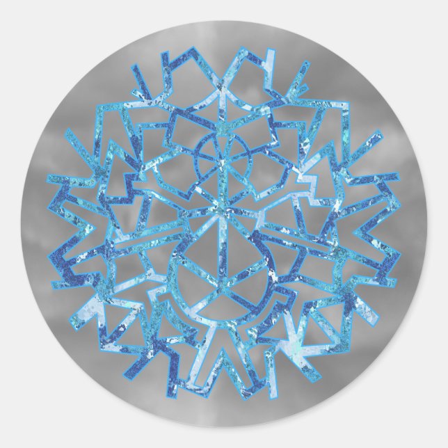 Frost Blue Snowman Snowflake Classic Round Sticker (Front)