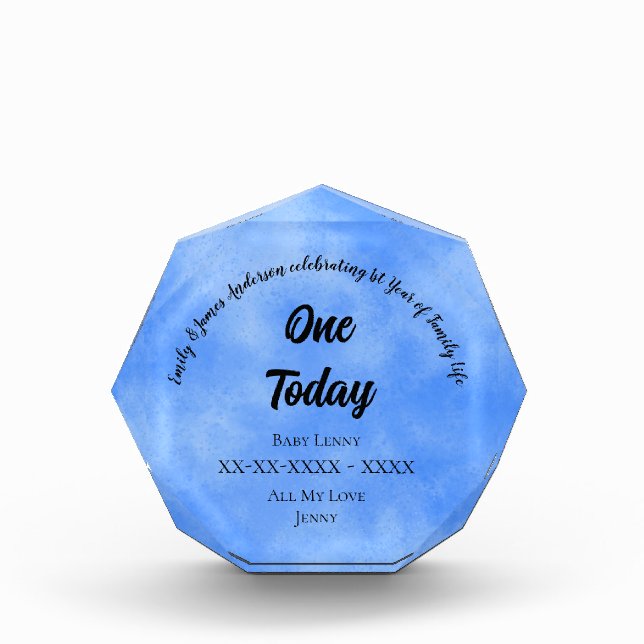 Frost Cloud Effect 1st Birthday  Acrylic Award (Front)