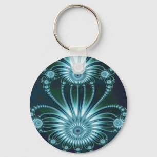 Frost Cool Abstract Fine Art Fractal Keychain