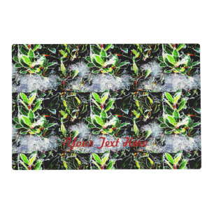 frost covered holly and cobweb christmas placemat