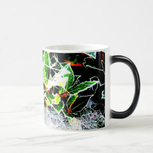 frost covered red berries and holly for christmas color morph mug