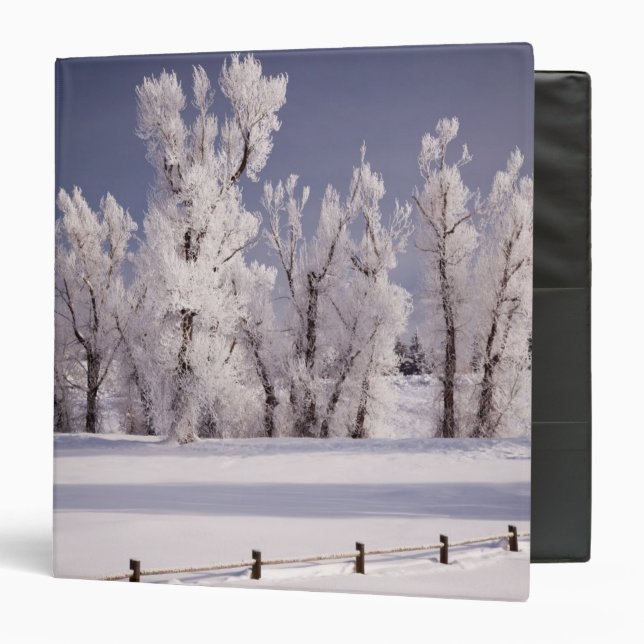 Frost Covered Trees and Fence, Colorado 3 Ring Binder (Front/Inside)