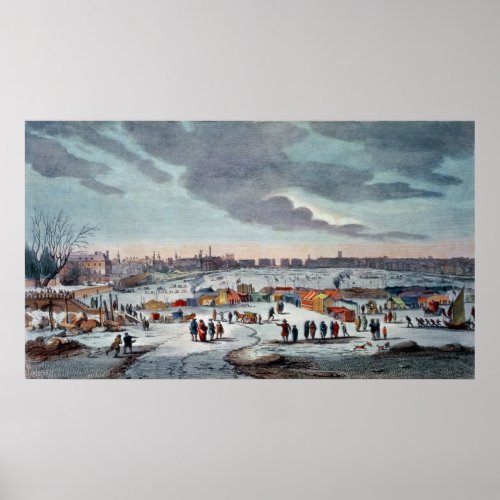 Frost Fair on the River Thames near the Temple Poster