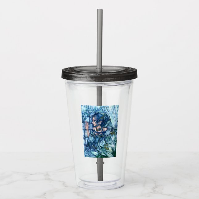 Frost Fairy Girl's View of a Sapphire Winter Acrylic Tumbler (Front)