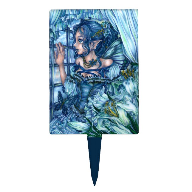 Frost Fairy Girl's View of a Sapphire Winter Cake Topper (Front)