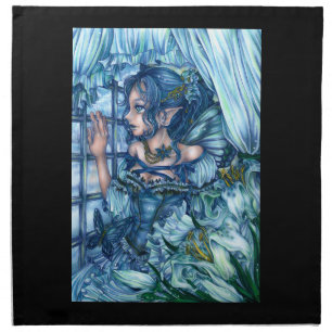Frost Fairy Girl's View of a Sapphire Winter Cloth Napkin