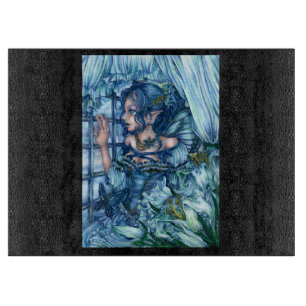 Frost Fairy Girl's View of a Sapphire Winter Cutting Board