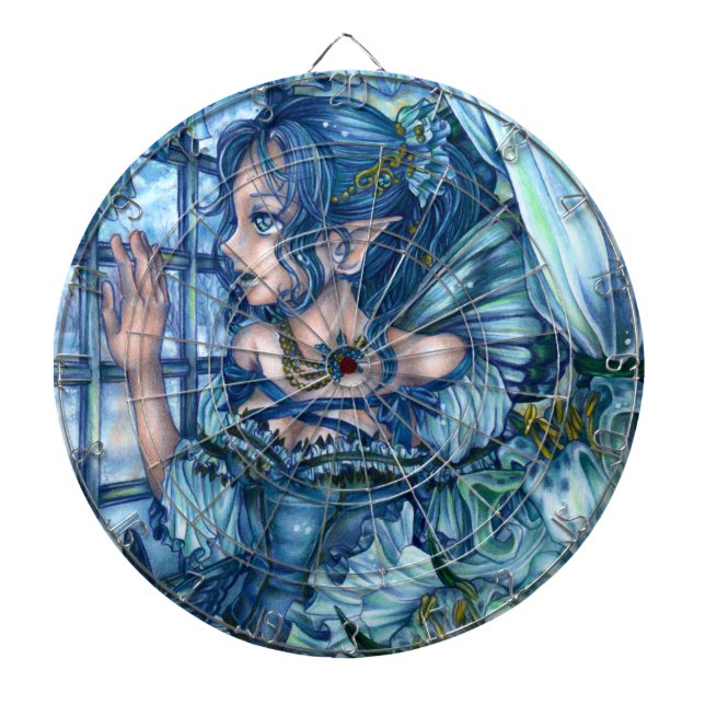 Frost Fairy Girl's View of a Sapphire Winter Dart Board (Front)
