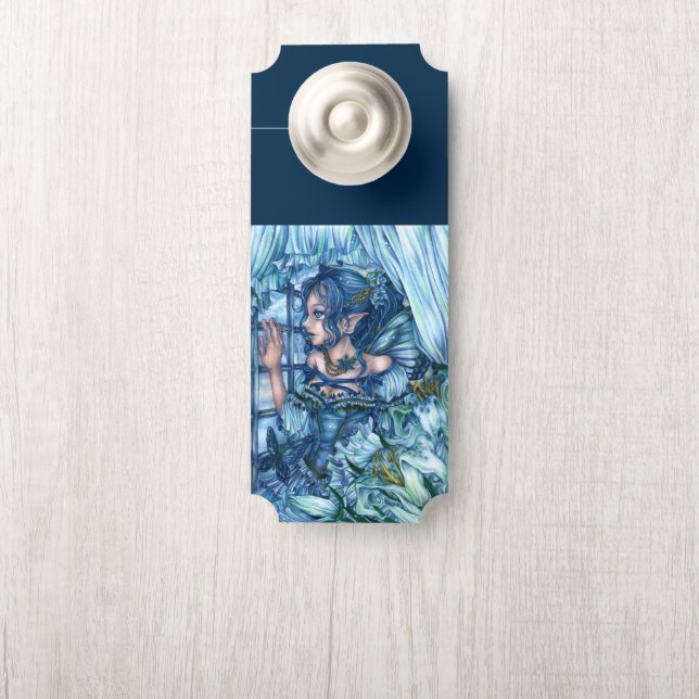 Frost Fairy Girl's View of a Sapphire Winter Door Hanger (On Knob)