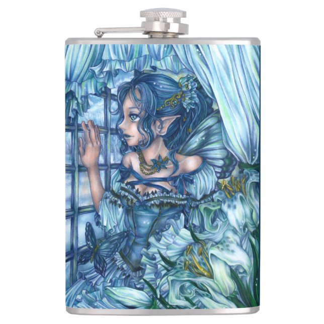 Frost Fairy Girl's View of a Sapphire Winter Flask (Front)