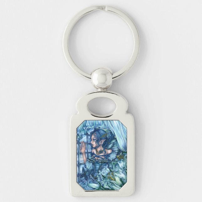 Frost Fairy Girl's View of a Sapphire Winter Keychain (Front)
