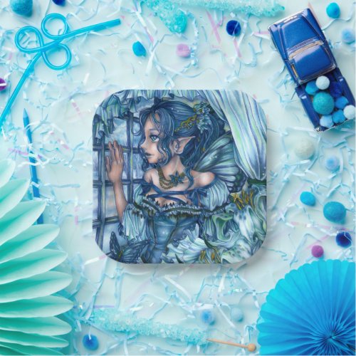 Frost Fairy Girls View of a Sapphire Winter Paper Plates