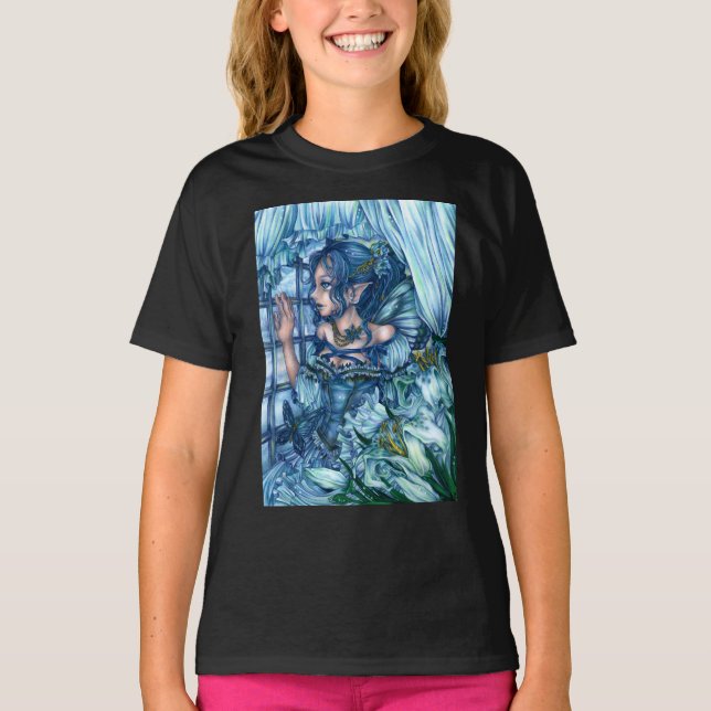 Frost Fairy Girl's View of a Sapphire Winter T-Shirt (Front)