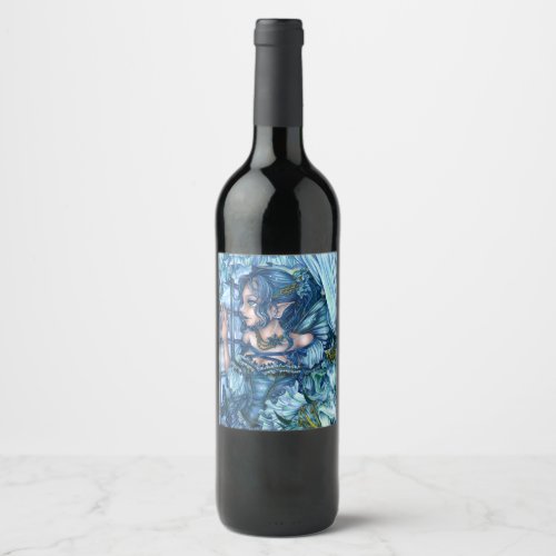 Frost Fairy Girls View of a Sapphire Winter Wine Label