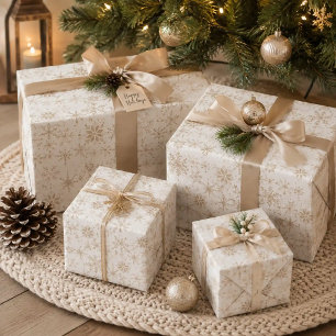 Frost & Flourish Snowflakes – Linen Wrapping Paper Sheets