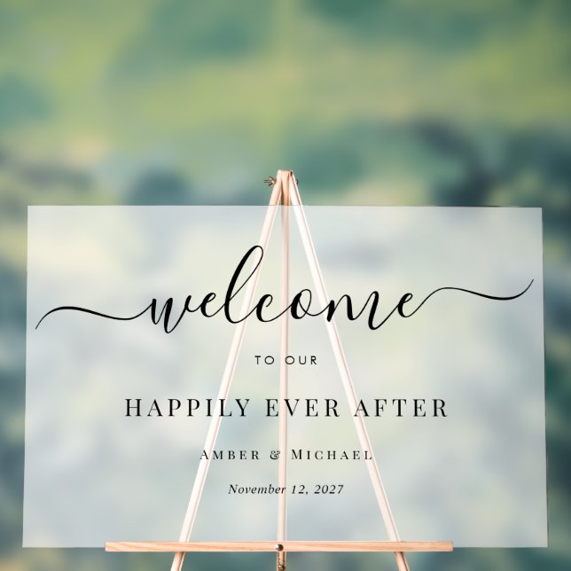 Frost Happily Ever After Wedding Acrylic Sign (Neutral)
