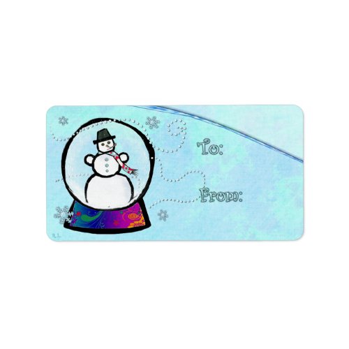 Frost Man Snow Globe Folk Art GIFT Label