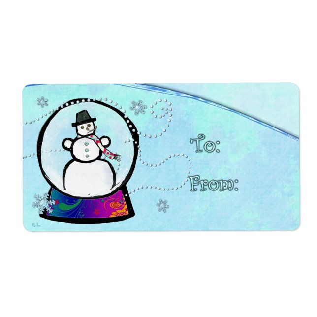 Frost Man Snow Globe Folk Art GIFT Label (Front)