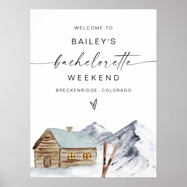 FROST Mountain Ski Cabin Bachelorette Welcome Sign (Front)