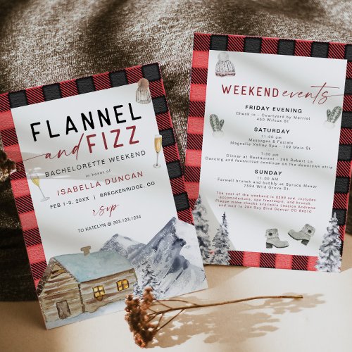FROST Red Flannel  Fizz Winter Bachelorette Invit Invitation