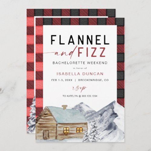 FROST Red Flannel  Fizz Winter Bachelorette Invitation