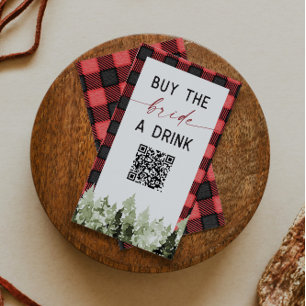 FROST Red Flannel Pine Buy The Bride A Drink QR Note Card